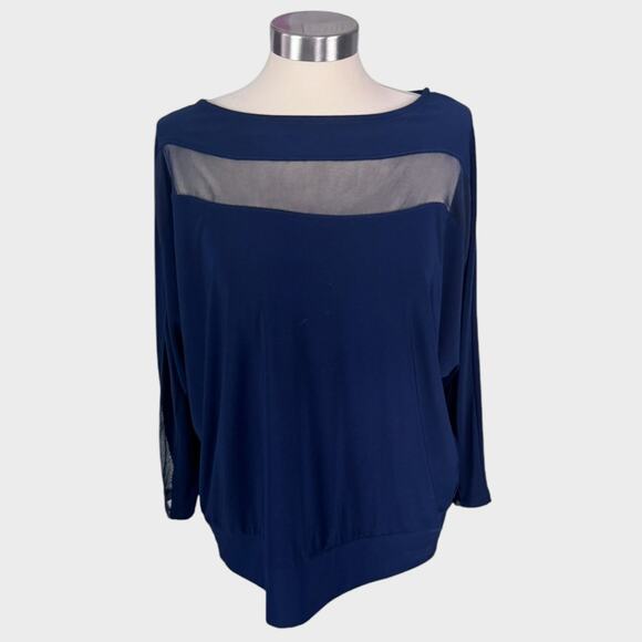 Anne Klein Womens Medium Navy Blue Polyester Blend Shirt - Picture 1 of 7
